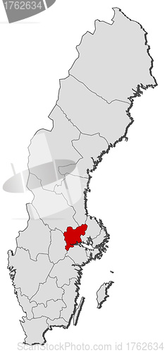 Image of Map of Sweden, Värmland County highlighted