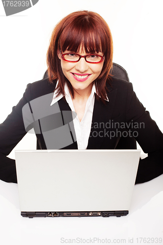 Image of Smiling Businesswoman in Glasses