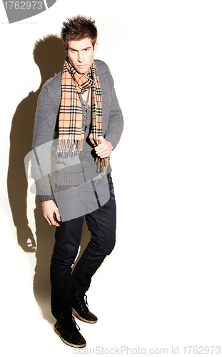 Image of Fashionable Man In Scarf