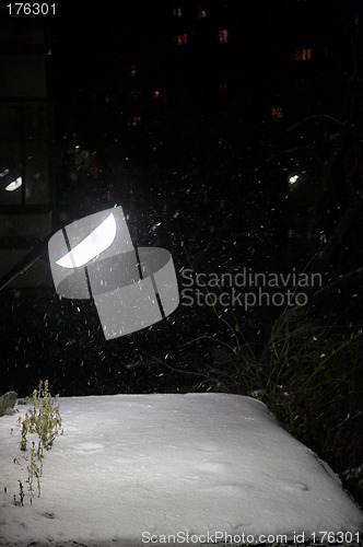 Image of Street lamp and snow