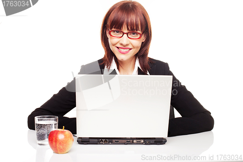 Image of Businesswoman With Healthy Snack