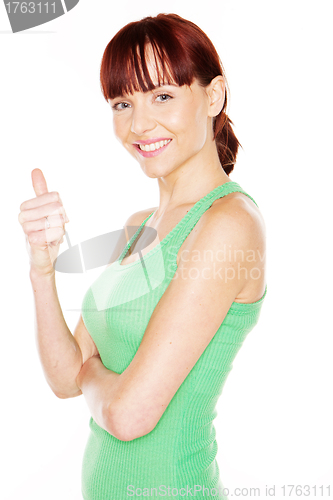Image of Happy Woman Giving Thumbs Up