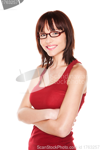 Image of Portrait of attractive woman with glasses