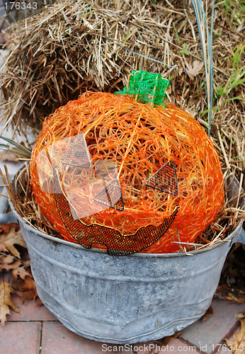 Image of Bright orange jack-o-lantern for halloween