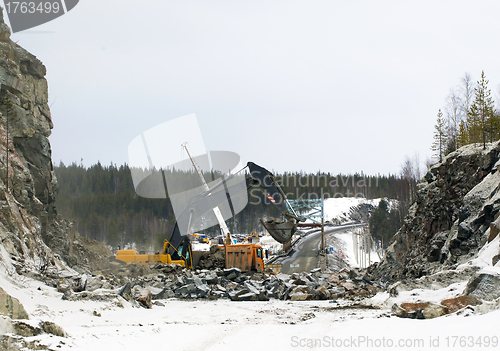 Image of Construction of the road through the rock