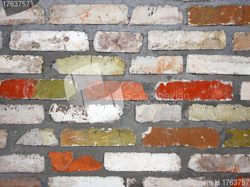 Image of Old wall consisting of bricks of different color