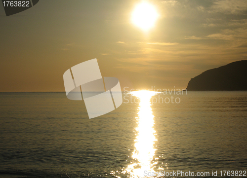 Image of beautiful red sunset over the ocean