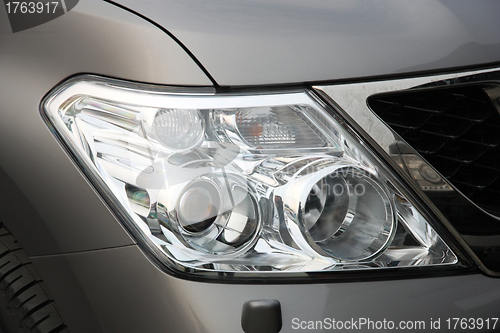 Image of Closeup of car headlight