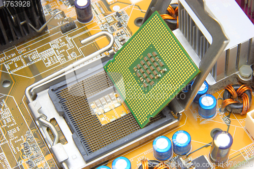 Image of Processor on the computer motherboard