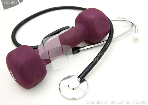 Image of Stethoscope and dumbbell