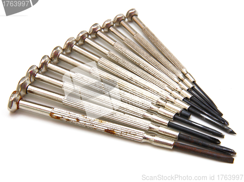 Image of several screwdrivers on the white background