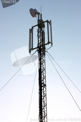 Image of Aerial mobile communication on a sunset