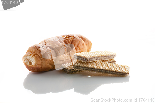 Image of Croissant with chocolate and wafer