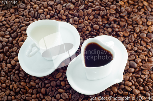 Image of Cup of milk and coffee cup