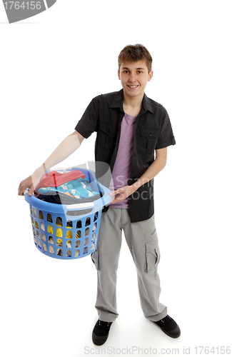 Image of Teenager with laundry