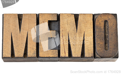 Image of memo word in wood type