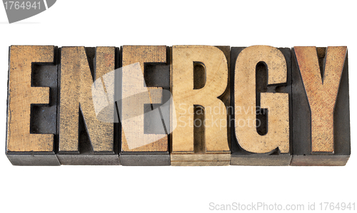 Image of energy word in wood type