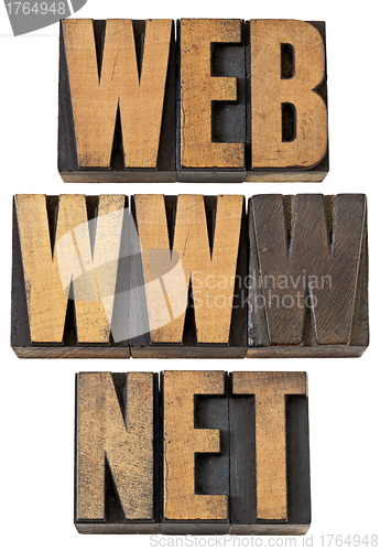 Image of web, www, net  words in wood type