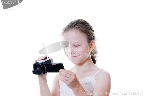 Image of preteen girl with camcorder