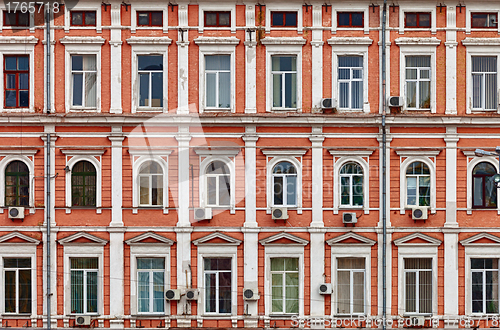 Image of Facade of a house. Old architecture.