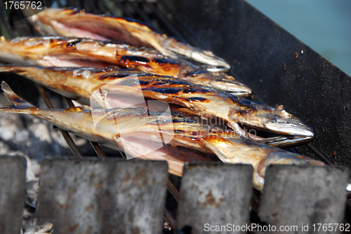 Image of Grilled fish on barbecue