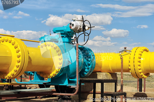 Image of Ball valve on a gas pipeline.