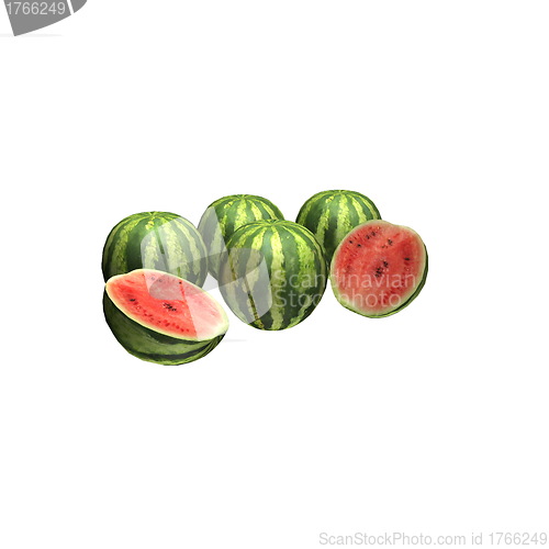 Image of 3d render of nice watermelon isolated on white