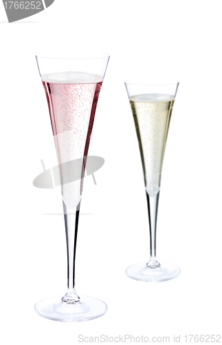 Image of A glass of champagne, isolated on a white background.