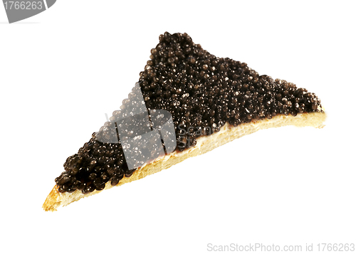 Image of Black caviar sandwich isolated on white background