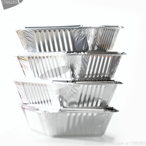 Image of Stack Of Foil Take Away Containers