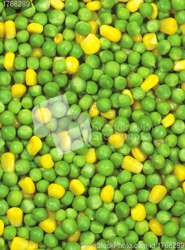 Image of Close up of peas sweetcorn