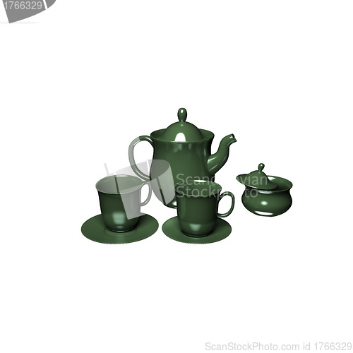 Image of Teapot and two tea cup