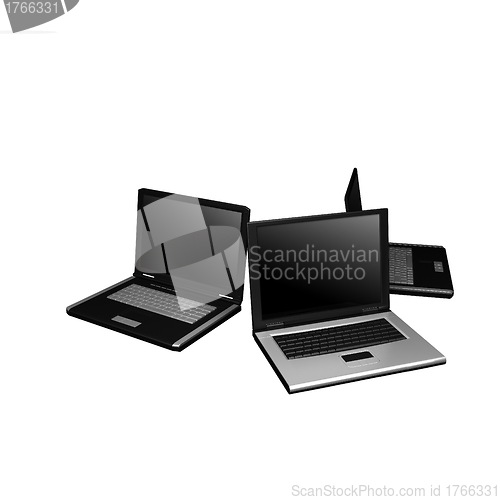 Image of black laptops 3d model