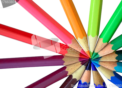 Image of Colorful pastel pencil on white background