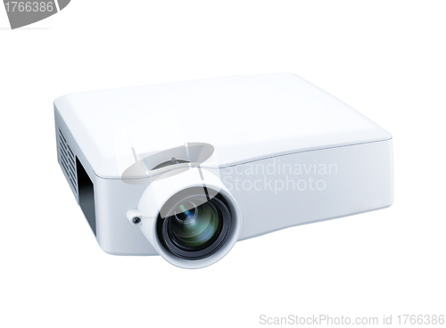 Image of switched-on multimedia projector on white