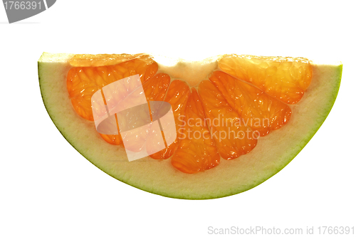 Image of half of fresh pink grapefruit isolated