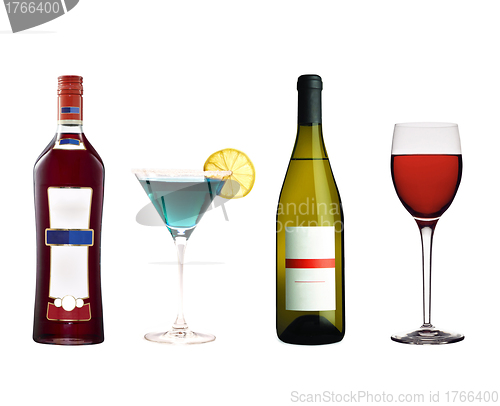 Image of Set of different bottles