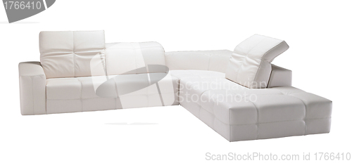 Image of Image of a modern white leather sofa isolated