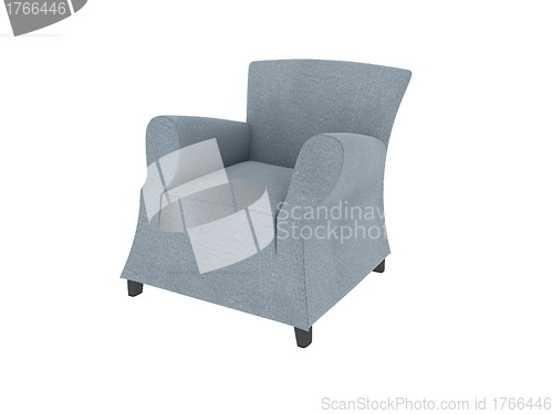 Image of A studio shot of a leather white armchair isolated on white background