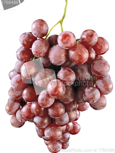 Image of Red grape with leaf isolated on white background