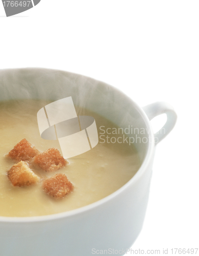 Image of Lentil cream soup with dry bred crumbs