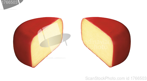 Image of two french gourmet yellow cheeses isolated over white