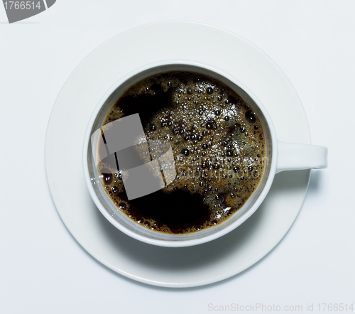 Image of Black Coffee in White Cup. White Background