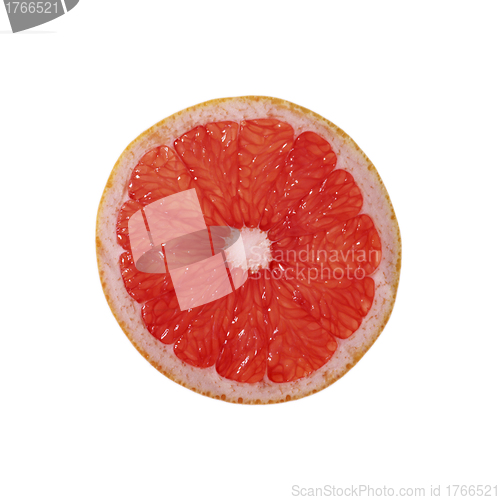 Image of Slice of grapefruit isolated on white background