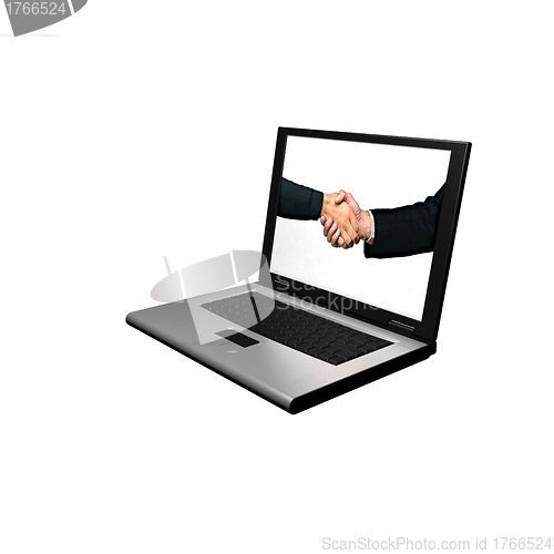 Image of Laptop handshake