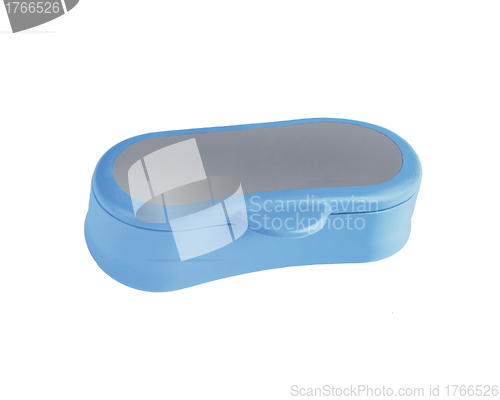 Image of A nice square dark blue soap in a plastic box