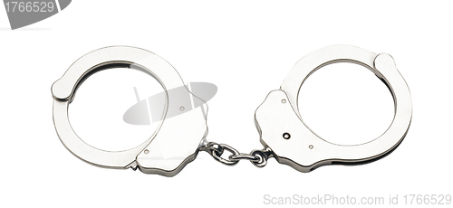 Image of Metal handcuffs for hands on a white background