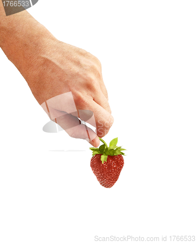 Image of fresh strawberry in hand