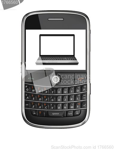 Image of laptop, mobile phone