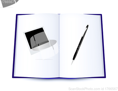 Image of white sketch book and sepia pencil isolated on white